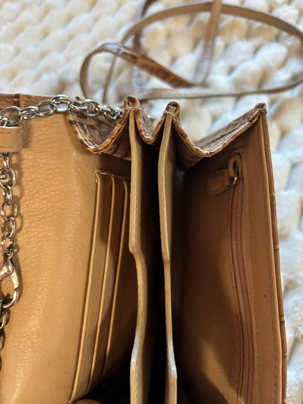 Brighton Brown Croc Embossed Leather Mini Crossbody Wallet Clutch
